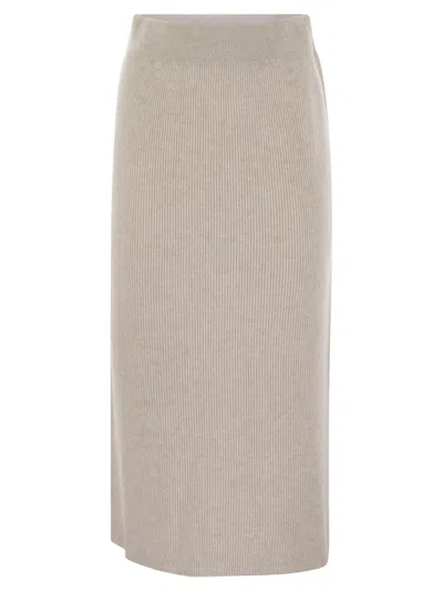 BRUNELLO CUCINELLI BRUNELLO CUCINELLI WOMEN CASHMERE AND SILK RIBBED SKIRT