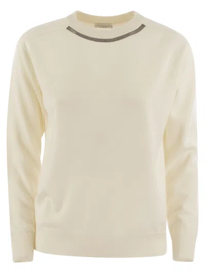 BRUNELLO CUCINELLI BRUNELLO CUCINELLI WOMEN CASHMERE SWEATER WITH NECK JEWEL
