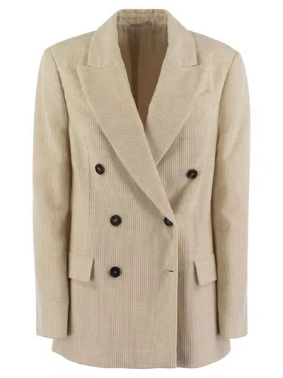 BRUNELLO CUCINELLI BRUNELLO CUCINELLI WOMEN VISCOSE AND COTTON CORDUROY JACKET WITH NECKLACE