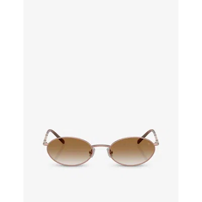 BRUNELLO CUCINELLI WOMENS PINK BC2006ST OVAL-FRAME TITANIUM SUNGLASSES