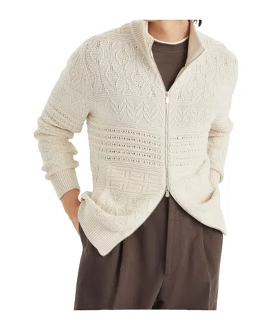 BRUNELLO CUCINELLI BRUNELLO CUCINELLI HERITAGE STITCH ZIPPED CARDIGAN