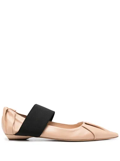 BRUNO FRISONI POINTED-TOE LEATHER BALLERINA SHOES