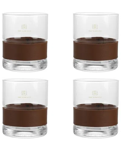 BRUNO MAGLI BRUNO MAGLI SET OF 4 OLD FASHIONED GLASSES WITH LEATHER BAND