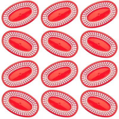 BRYBELLY HOLDINGS KFST-001 RED PLASTIC FOOD BASKETS - SET OF 12