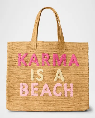 BTB LOS ANGELES KARMA IS A BEACH STRAW TOTE BAG