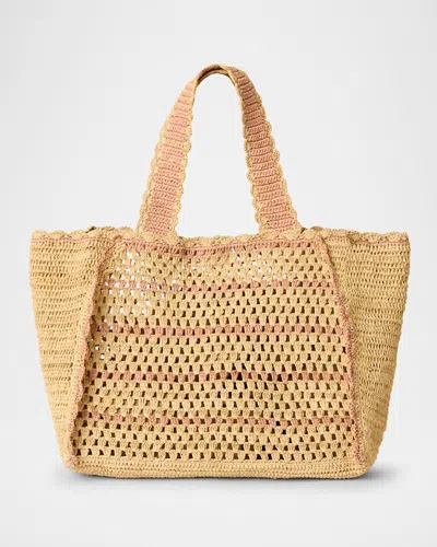 BTB LOS ANGELES TULAY EAST-WEST RAFFIA TOTE BAG
