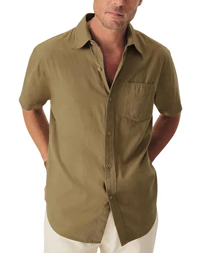 BUCK MASON DRAPED REGULAR FIT SHORT SLEEVE TWILL SHIRT