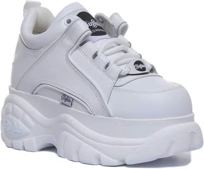 BUFFALO BUFFALO 1533095 DAMEN KLASSISCH LEDER PLATEAU SNEAKER IN WEISS GRÖSSE UK 3 - 8