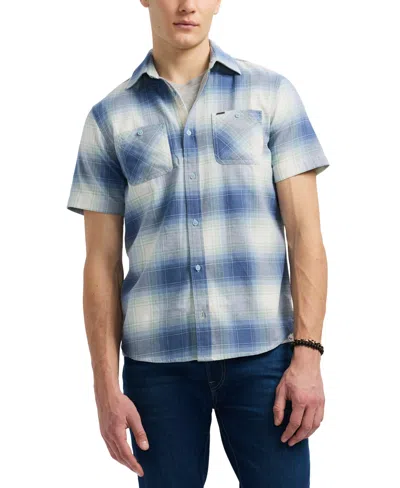 BUFFALO DAVID BITTON MEN'S SAGRINO SHORT SLEEVE PLAID BUTTON-FRONT SHIRT