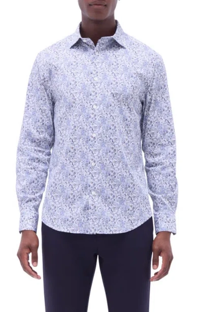 BUGATCHI BUGATCHI AXEL PAISLEY SHAPED FIT STRETCH COTTON BUTTON-UP SHIRT