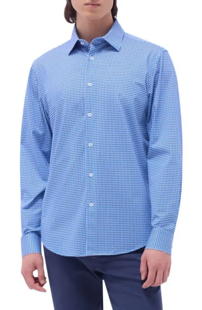 BUGATCHI BUGATCHI JAMES OOOHCOTTON® CHECK PRINT BUTTON-UP SHIRT