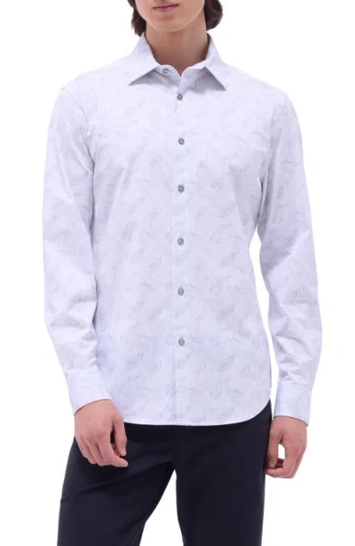 BUGATCHI BUGATCHI JIMMY OOOHCOTTON® LEAF PRINT BUTTON-UP SHIRT