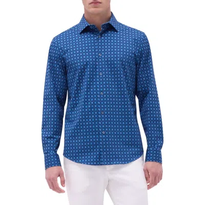 BUGATCHI BUGATCHI JIMMY OOOHCOTTON® MEDALLION PRINT BUTTON-UP SHIRT