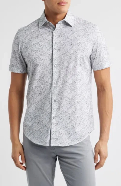 BUGATCHI BUGATCHI MILES OOOHCOTTON® ABSTRACT PRINT SHORT SLEEVE BUTTON-UP SHIRT