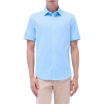 BUGATCHI BUGATCHI MILES OOOHCOTTON® BOWLING PIN PRINT SHORT SLEEVE BUTTON-UP SHIRT