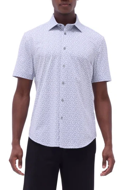 BUGATCHI BUGATCHI MILES OOOHCOTTON® JACK RUSSELL PRINT SHORT SLEEVE BUTTON-UP SHIRT