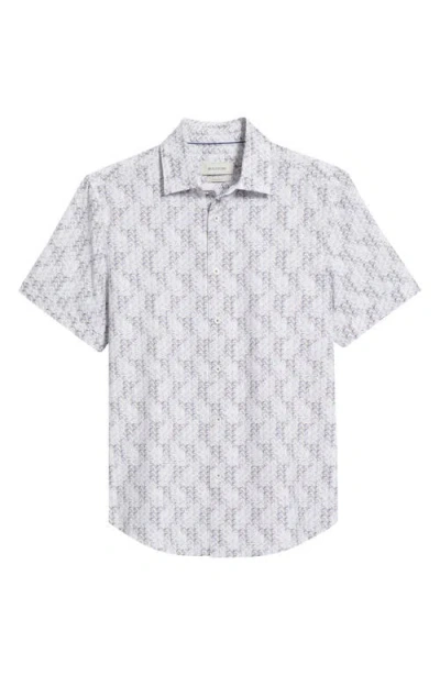BUGATCHI BUGATCHI MILES OOOHCOTTON® LEAF PRINT SHORT SLEEVE BUTTON-UP SHIRT