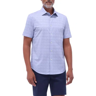 BUGATCHI BUGATCHI MILES OOOHCOTTON® MOSAIC PRINT SHORT SLEEVE BUTTON-UP SHIRT