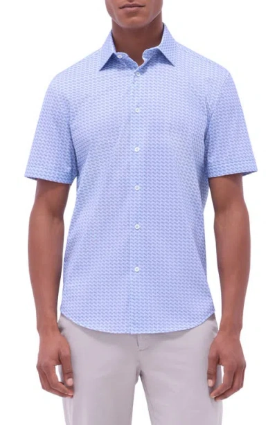 BUGATCHI BUGATCHI MILES OOOHCOTTON® MOTORCYCLE PRINT SHORT SLEEVE BUTTON-UP SHIRT