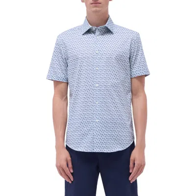 BUGATCHI BUGATCHI MILES OOOHCOTTON® PALM TREE SHORT SLEEVE BUTTON-UP SHIRT