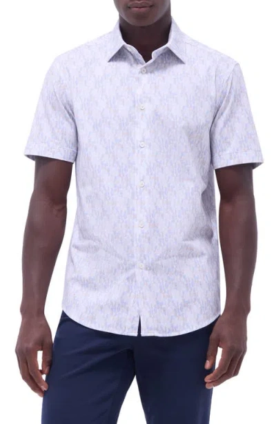BUGATCHI BUGATCHI MILES OOOHCOTTON® PINEAPPLE PRINT SHORT SLEEVE BUTTON-UP SHIRT