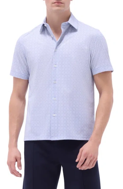 BUGATCHI BUGATCHI MILO OOOHCOTTON® GEO PRINT SHORT SLEEVE BUTTON-UP SHIRT