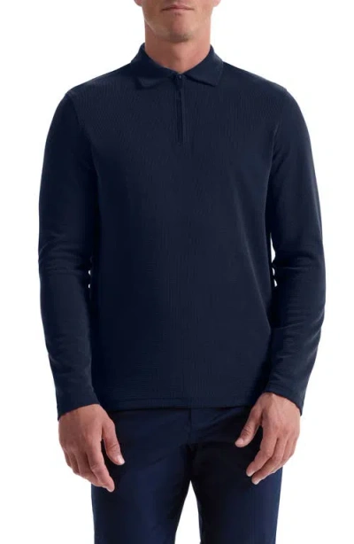 BUGATCHI BUGATCHI OTTOMAN RIB HALF ZIP LONG SLEEVE POLO