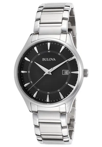 BULOVA BULOVA 96B184 MEN'S BLACK DIAL SILVER-TONE STAINLESS STEEL QUARTZ DRESS WATCH