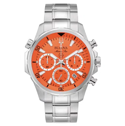 BULOVA BULOVA 96B395 MARINE STAR ORANGE DIAL SILVER STAINLESS STEEL BRACELET MENS WATCH