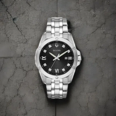 BULOVA BRAND BULOVA MEN'S CRYSTAL QUARTZ SILVER STAINLESS STEEL DATE WATCH 96K106