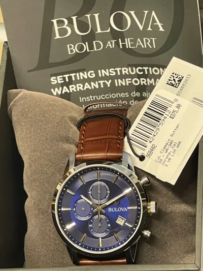 BULOVA BULOVA SUTTON MENS CHRONOGRAPH BLUE DIAL STAINLESS STEEL QUARTZ WATCH 96B402