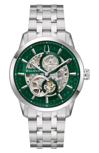 BULOVA BULOVA SUTTON SKELETON AUTOMATIC BRACELET WATCH, 40MM