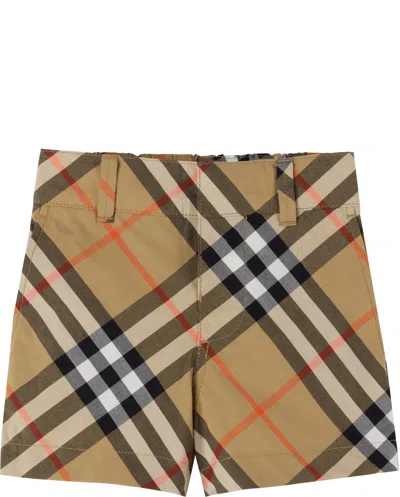 BURBERRY ベビー｜ベージュ チェック コットン ショートパンツ