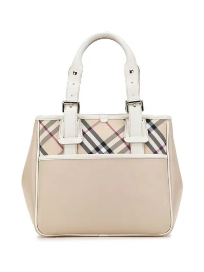 BURBERRY 2000-2017 NOVA CHECK TRIMMED CANVAS HANDBAG