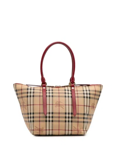 BURBERRY 2000-2017 SMALL HAYMARKET CHECK COATED CANVAS SALISBURY TOTE BAG