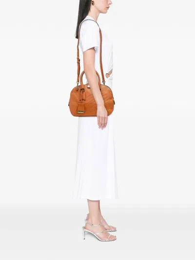 BURBERRY 2000-2017 SMALL HERITAGE GRAIN CHECK EMBOSSED ORCHARD BOWLING BAG SATCHEL