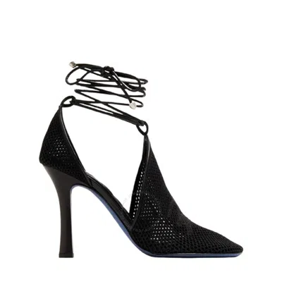 BURBERRY BURBERRY ANKLE WRAP MESH KNIT PUMPS