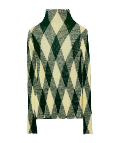BURBERRY BURBERRY ARGYLE HIGH-NECK KNIT JUMPER