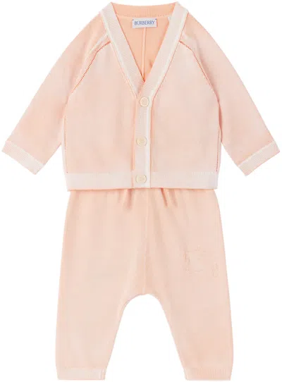BURBERRY BABY ORANGE EKD CARDIGAN SET