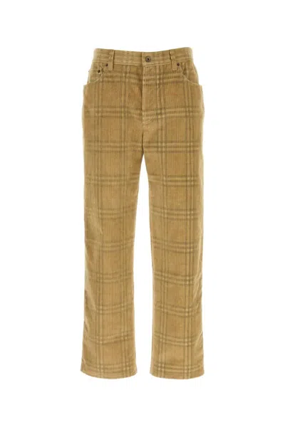 BURBERRY BURBERRY BEIGE FRED CHECK COTTON PANTS