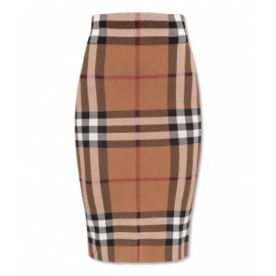 BURBERRY BURBERRY BIRCH BROWN CHECK JACQUARD SKIRT