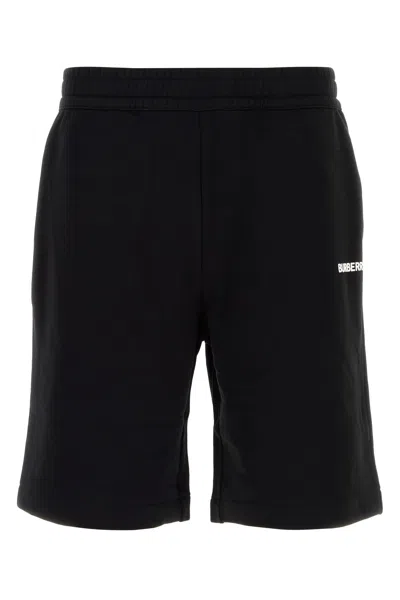 BURBERRY BLACK COTTON BERMUDA SHORTS