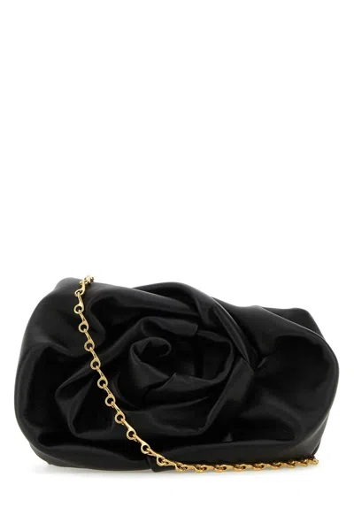 BURBERRY BLACK NAPPA LEATHER ROSE CLUTCH