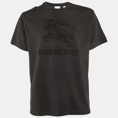 BURBERRY BLACK RAYNERTON COTTON CREW NECK T-SHIRT XS
