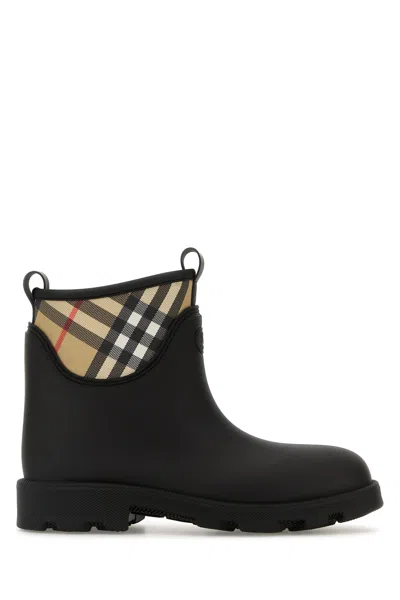 BURBERRY BURBERRY BLACK RUBBER MARSH STAMP ANKLE BOOTS