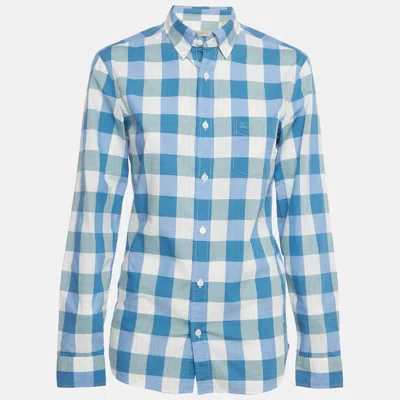 BURBERRY BLUE CHECKS COTTON LONG SLEEVE SHIRT XS