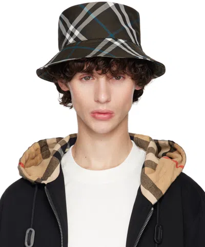 BURBERRY BROWN CHECK BUCKET HAT