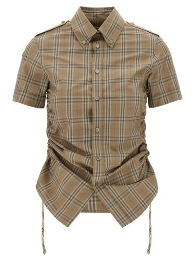 BURBERRY WOMEN BROWN CHECK SHIRT, L LUXURY SHIRTS FOR WOMEN DARVEYS
