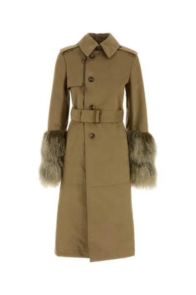 BURBERRY WOMEN BROWN COTTON BLEND TRENCH COAT, XS LUXURY TRENCH COATS FOR WOMEN DARVEYS