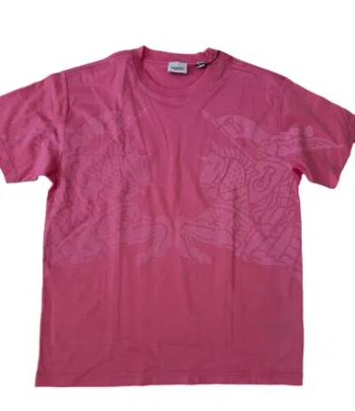 BURBERRY BURBERRY CARRICK LOGO PINK COTTON T-SHIRT M OVERSIZED PORTUGAL 8071626 $660